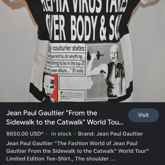 Exclusive Jean Paul Gaultier Designer Tshirt. - Picture 3 of 12